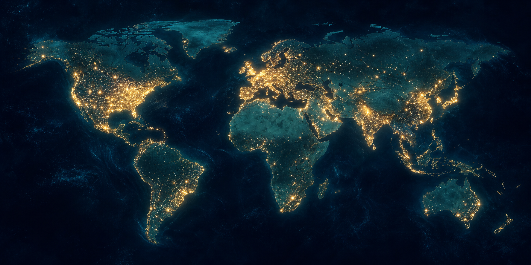 World map representing listeners throughout the United States and in more than 100 countries across North America, South America, Europe, Africa, Asia, and Australia
